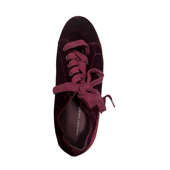 Zara‎ Basic Collection 37 Velvet Shoes Sneakers Maroon - Picture 4 of 6